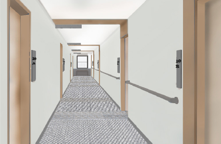 Marshall Plaza hallway rendering
